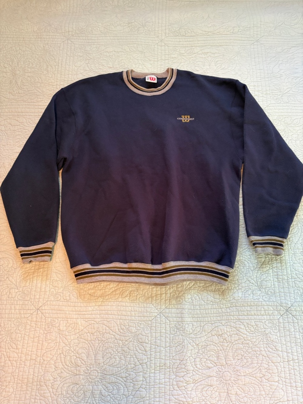 Wilson Navy Crewneck Sweater with Gray Trim